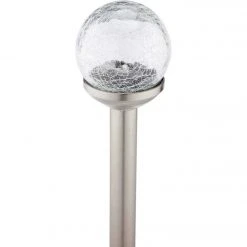 Outdoor Expressions Clear Crackle Ball 2.10 Lumens Stainless Steel Solar Path Light