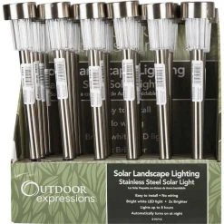 Outdoor Expressions Stainless Steel 2.10 Lumens Metal Mini Solar Path Light -furniture shop ItemImage 519715 q5wb3i f65jl4 415jui