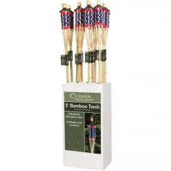 Outdoor Expressions 5 Ft. Natural Bamboo American Flag Patio Torch -furniture shop ItemImage 700485 q5wlvq 6kpmjs 674mzy