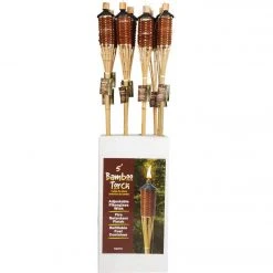 Outdoor Expressions 5 Ft. Brown Woven Bamboo Patio Torch -furniture shop ItemImage 700775 q5wm32 dmk0sw 2a6wnc