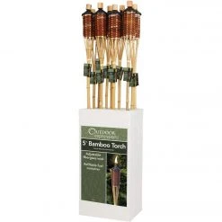 Outdoor Expressions 5 Ft. Brown Woven Bamboo Patio Torch -furniture shop ItemImage 700775 q5wm34 50o0ag bsfwkm