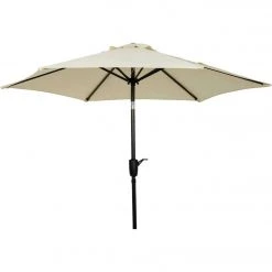 Outdoor Expressions 7.5 Ft. Aluminum Tilt/Crank Cream Patio Umbrella