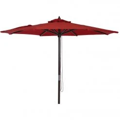 Outdoor Expressions 7.5 Ft. Pulley Crimson Red Market Patio Umbrella With Chrome Plated Hardware