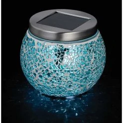 Outdoor Expressions 3.5 In. H. X 3.5 In. Dia. Green, Red, Or Purple Crackled Glass Tabletop Solar Patio Light -furniture shop ItemImage 802003 q5xas4 4zlksw f68dk2