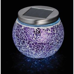 Outdoor Expressions 3.5 In. H. X 3.5 In. Dia. Green, Red, Or Purple Crackled Glass Tabletop Solar Patio Light -furniture shop ItemImage 802003 q5xas5 36qle0 194k2e