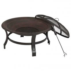 Outdoor Expressions 30 In. Antique Bronze Round Steel Fire Pit -furniture shop ItemImage 802029 q5xatv 8l51u0 66kf12