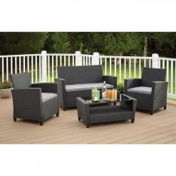 Outdoor Expressions Malmo 4-Piece Resin Wicker Chat Set