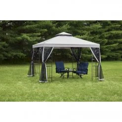 Outdoor Expressions 10 Ft. X 10 Ft. Gray & Black Steel Gazebo With Sides -furniture shop ItemImage 830735 9gfqgjpqjk5rch8hjtcwmfgg