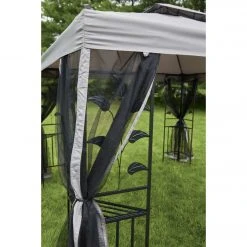 Outdoor Expressions 10 Ft. X 10 Ft. Gray & Black Steel Gazebo With Sides -furniture shop ItemImage 830735 b33bqfhx34fn3jq5h56tv56q