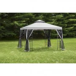 Outdoor Expressions 13 Ft. X 13 Ft. Gray & Black Steel Gazebo With Sides -furniture shop ItemImage 848813 5r76qhpnw7jmjtcm8n6gk5x