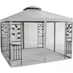 Outdoor Expressions 13 Ft. X 13 Ft. Gray & Black Steel Gazebo With Sides