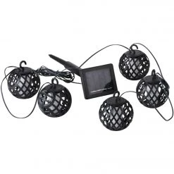 Outdoor Expressions 126 In. 5-Light Solar Flame String Light Set